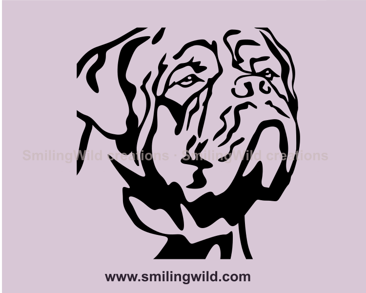 Dogue de Bordeaux clip art face in close up frame