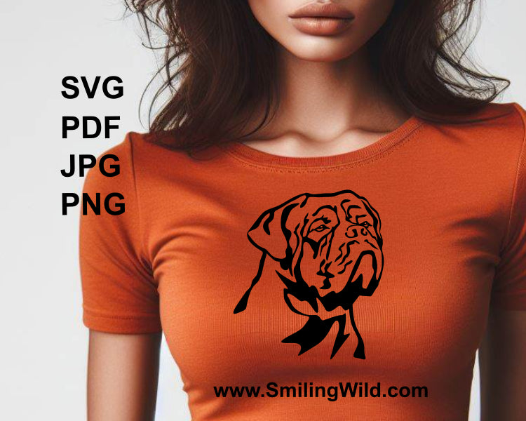 Dogue de Bordeaux vector design application printed on a  womans clothes