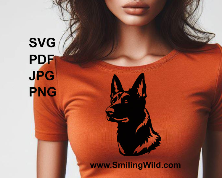 Dutch shepherd face black print on t shirt