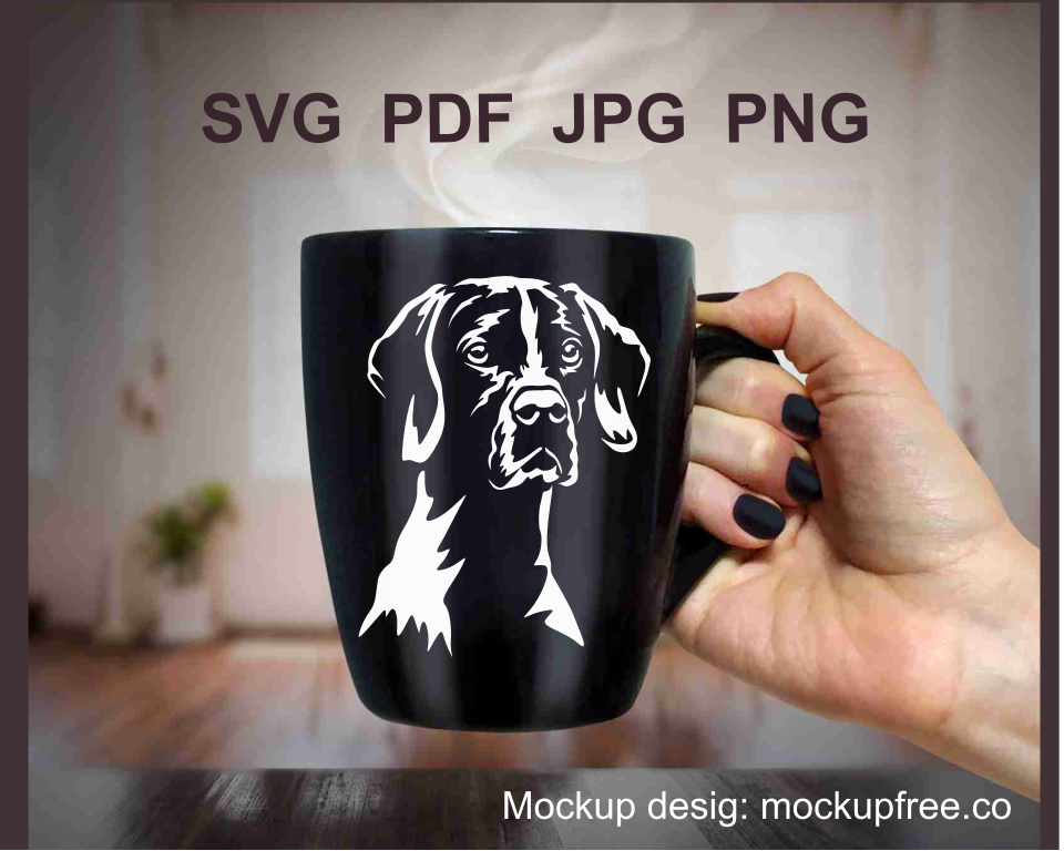 English pointer printed image on balck mug