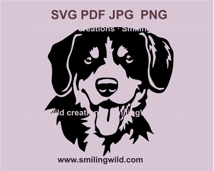 a smiling face of Entlebucher mountain dog svg clip art image