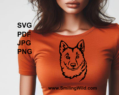 Finnish spitz drawing printed on t shirt