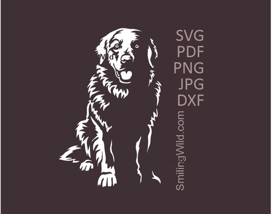 White Great Pyrenees SVG vector design file. High-quality dog vector art outline, perfectly optimized for Cricut and cutting machines.