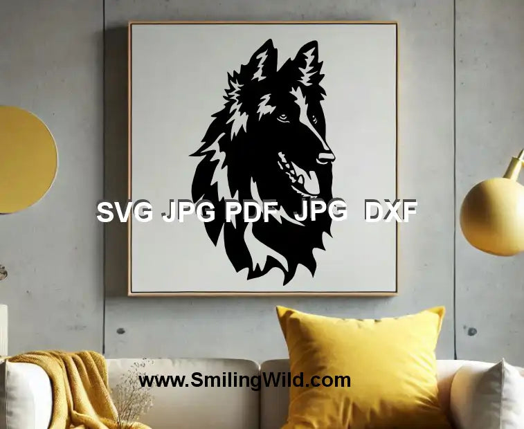 Elegant Belgian Shepherd Groenendael dog SVG vector graphic for Glowforge and DIY decor