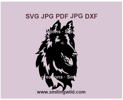 Realistic smiling Groenendael dog SVG, PNG, DXF vector design for Cricut and laser cutting projects