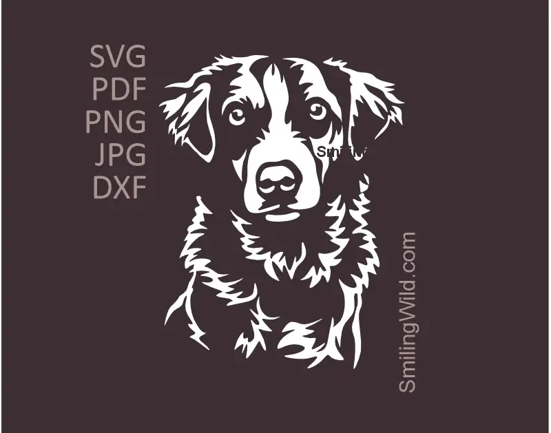 Kromfohrländer Dog face Clipart File in White Vector graphic version. Optimized for dark material and using for cutting and laser engraving.