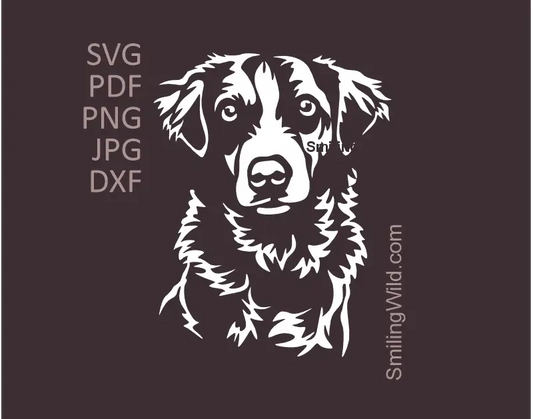Kromfohrländer Dog face Clipart File in White Vector graphic version. Optimized for dark material and using for cutting and laser engraving.