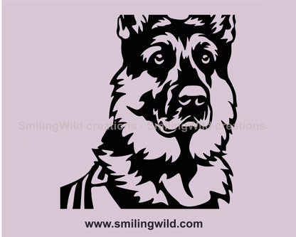 Alert German shepherd face graphic design