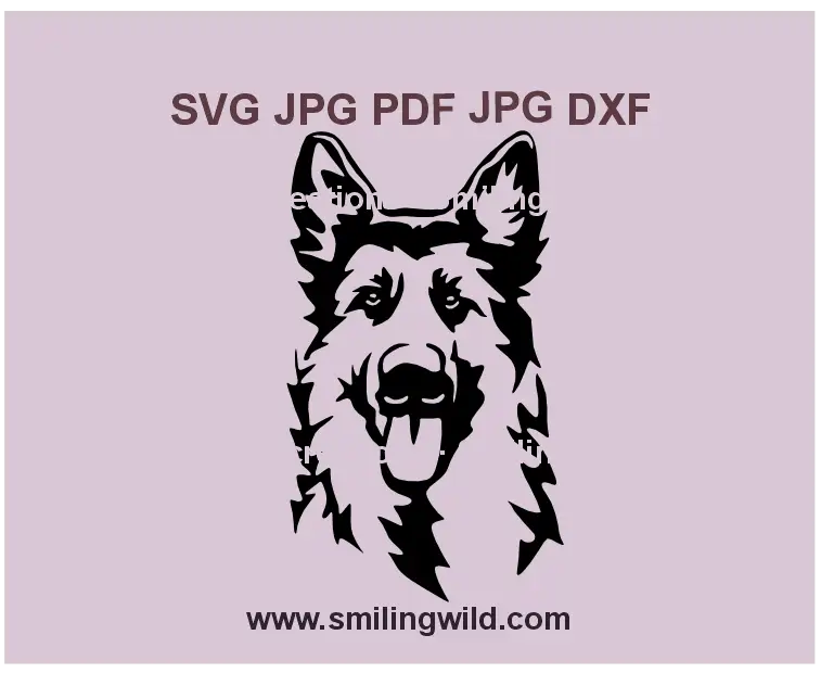 King Shepherd dog face SVG, PNG, and DXF vector graphic for Cricut, Silhouette, and laser cutting projects