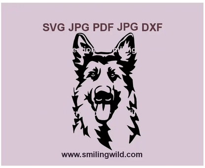 King Shepherd dog face SVG, PNG, and DXF vector graphic for Cricut, Silhouette, and laser cutting projects