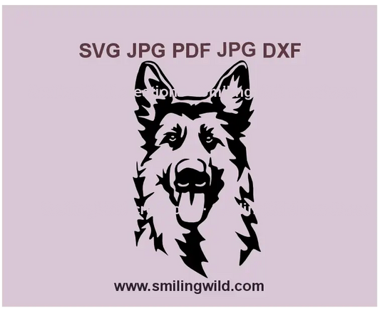 King Shepherd dog face SVG, PNG, and DXF vector graphic for Cricut, Silhouette, and laser cutting projects