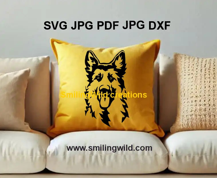 Realistic King Shepherd dog clipart ideal for creating custom engravings, wood signs, decals, and DIY crafts