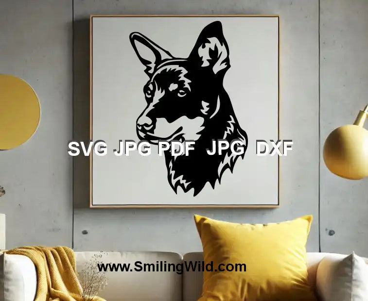 Lancashire Heeler face DXF file – ideal for laser cutting and engraving custom dog portraits