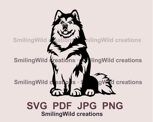 Alaskan malamute svg clip art, dog vector graphic file