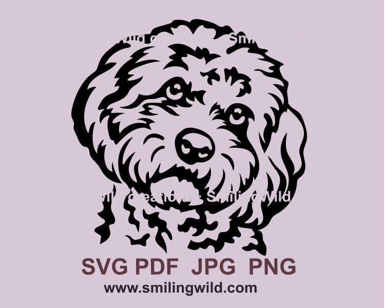 Goldendoodle svg cuttable clip art portrait