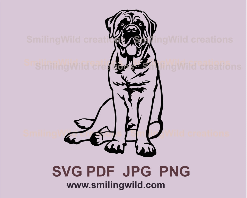 Englischer Mastiff SVG Clip Art, Hund Vektor Grafik Portrait, Englischer Mastiff digitale Vektorgrafik Datei