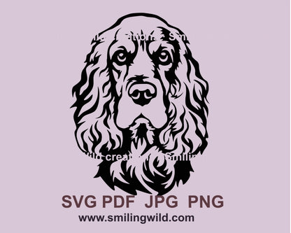 English cocker spaniel svg vector clip art portrait, dog svg