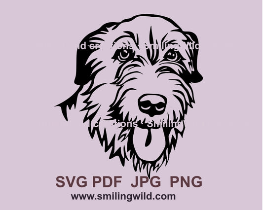 Hund SVG Clipart, Irish Wolfhound SVG schneidbares Vektorportrait