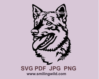 Swedish Vallhund svg cuttable clip art design, Västgötaspets portrait