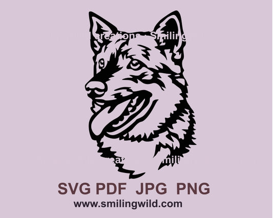 Schwedischer Vallhund SVG Schneide-Clipart-Design, Västgötaspets Portrait