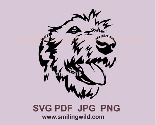 Irischer Wolfshund SVG Clip Art Portrait, Hund Vektor Grafikdatei