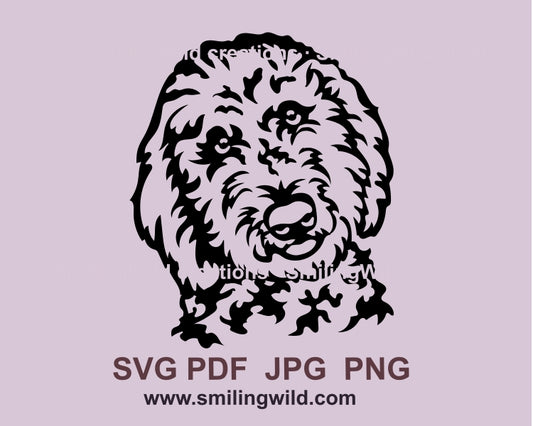 Goldendoodle svg cuttable clip art portrait