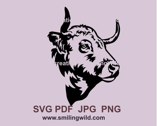 Aubrac cow svg vector file, Aubrac cattle clip art cuttable design