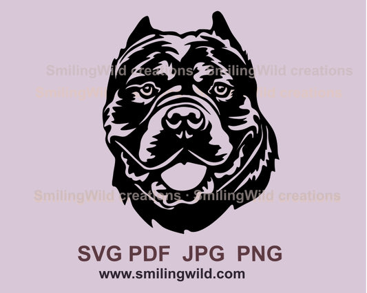 American bully svg portrait, dog vector graphic clip art, american bully digital vector graphic file