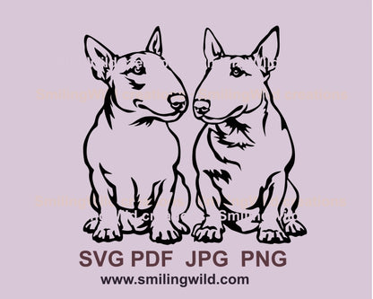 Bull terrier double portrait svg clip art