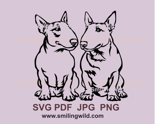 Bull terrier double portrait svg clip art