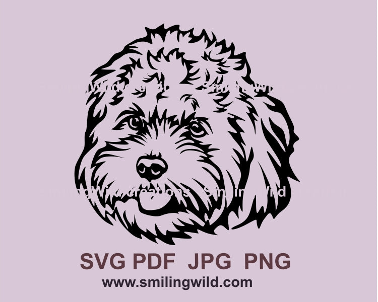 Cavapoo svg cuttable clip art portrait – Smiling Wild svg clip art