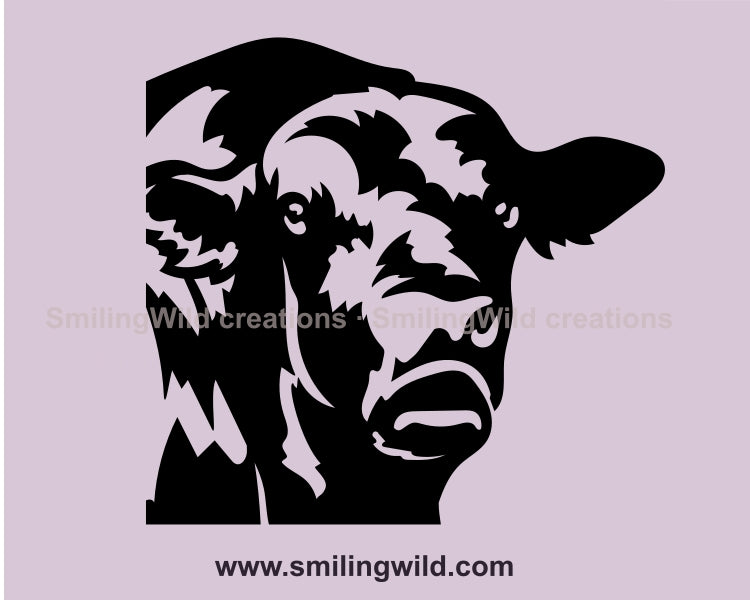 Bull svg clip art, Full body Black angus head design, cattle cuttable vector file