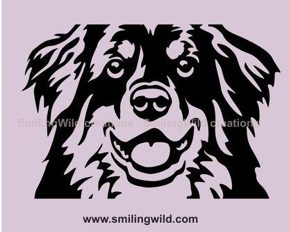 Australian shepherd svg dog vector graphic clip art, black and tan Australian shepherd digital vector graphic file