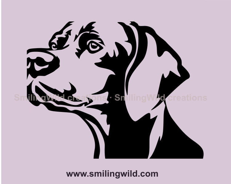 Englischer Zeigerhund SVG Clip Art Gesichtsdesign, Jagdhund Vektor Grafik Portrait