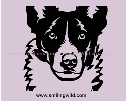 Glattes Border Collie SVG-Porträt