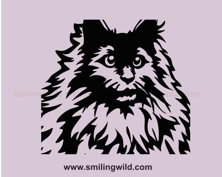 Schwarze Maine Coon Katze SVG schneidbare Vektorgrafik ClipArt