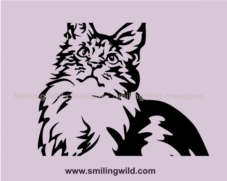 Maine Coon Katze Kätzchen SVG schneidbare Vektorgrafik ClipArt