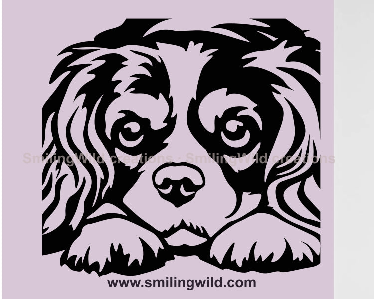 Spähende Cavalier King Charles Spaniel SVG Vektor ClipArt-Datei