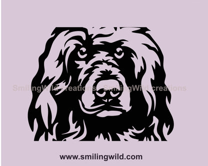 Portuguese water dog vector graphic clip art, Portuguese water dog digital vector graphic file