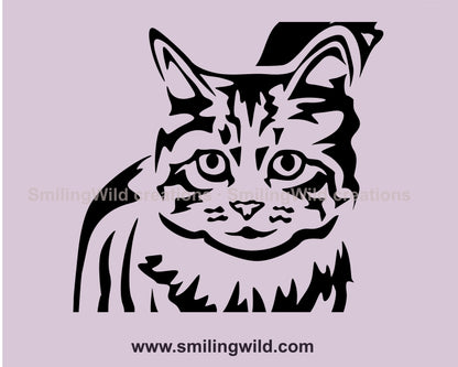 Tabby cat svg cuttable vector clip art