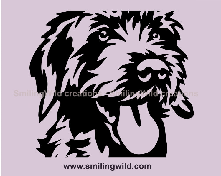 Wirehaired Pointing Griffon svg clip art portrait, dog cuttable design