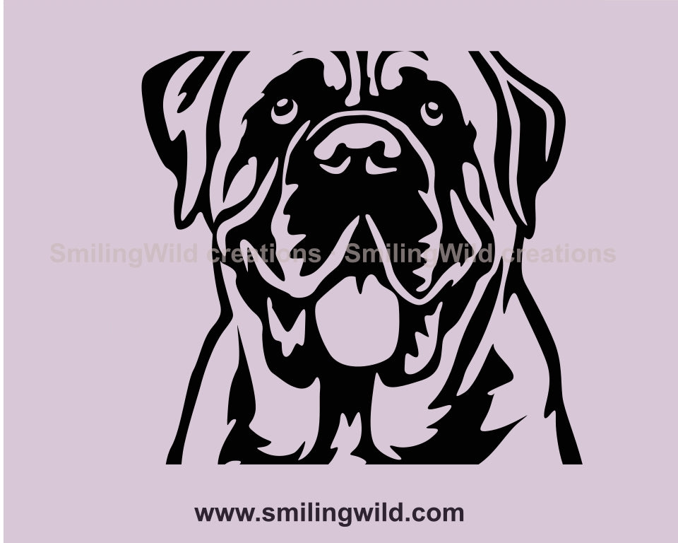 Englischer Mastiff SVG Clip Art, Hund Vektor Grafik Portrait, Englischer Mastiff digitale Vektorgrafik Datei