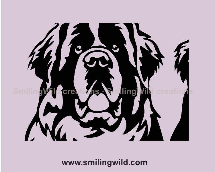 Bernhardiner Hund SVG Clip Art Doppelportrait, Bernhardiner Vektor Grafikdatei