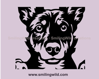 Kelpie svg portrait, dog vector graphic clip art, Australian kelpie digital vector graphic file