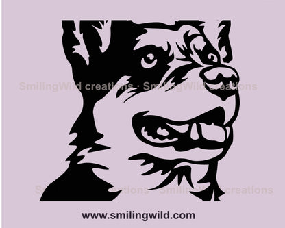 Australian cattle dog dog svg clip art portrait, blue heeler vector graphic file