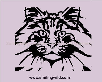 Lying Maine coon cat svg clip art design