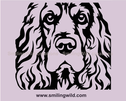 English cocker spaniel svg vector clip art portrait, dog svg