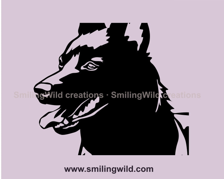 Australian kelpie face black vector art close up