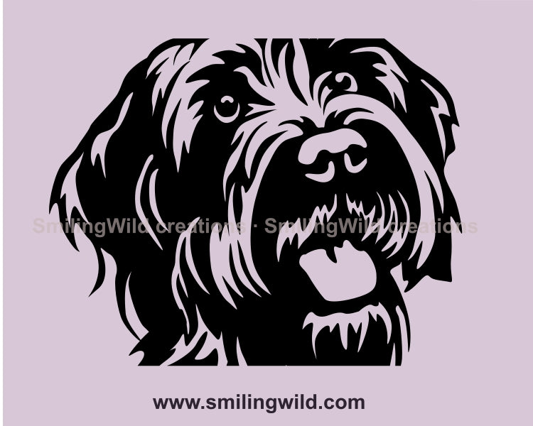 Wirehaired Pointing Griffon svg portrait, dog cuttable clip art design