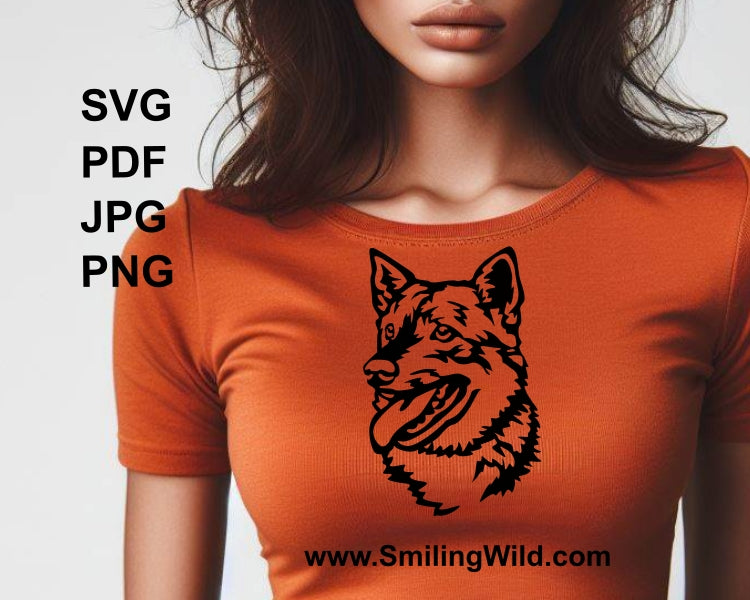 Swedish Vallhund svg cuttable clip art design, Västgötaspets portrait